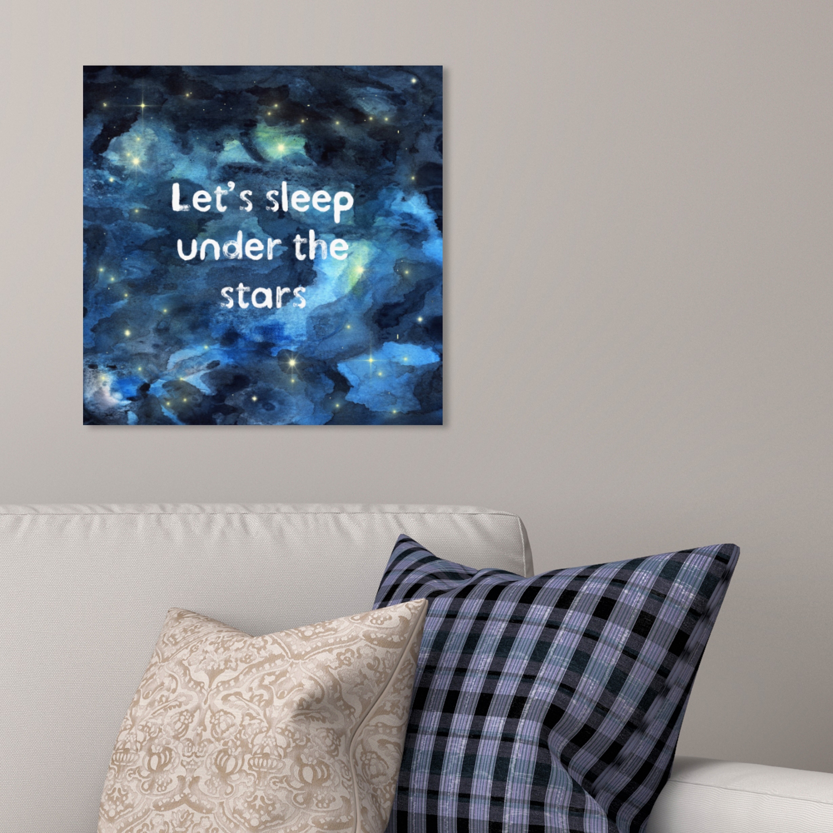 Oliver Gal 'Sleep Under the Stars' Typography and Quotes Wall Art Canvas  Print - Blue - Overstock - 28845051, image size:3500x3500