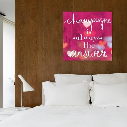Oliver Gal 'Champagne is the Answer' Typography and Quotes Wall Art Canvas Print - Pink, White