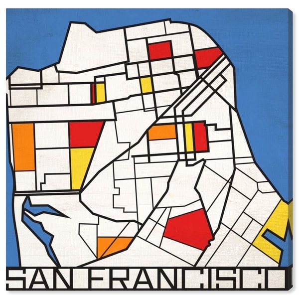 Oliver Gal 'San Francisco Solid Color Map' Maps and Flags Wall Art