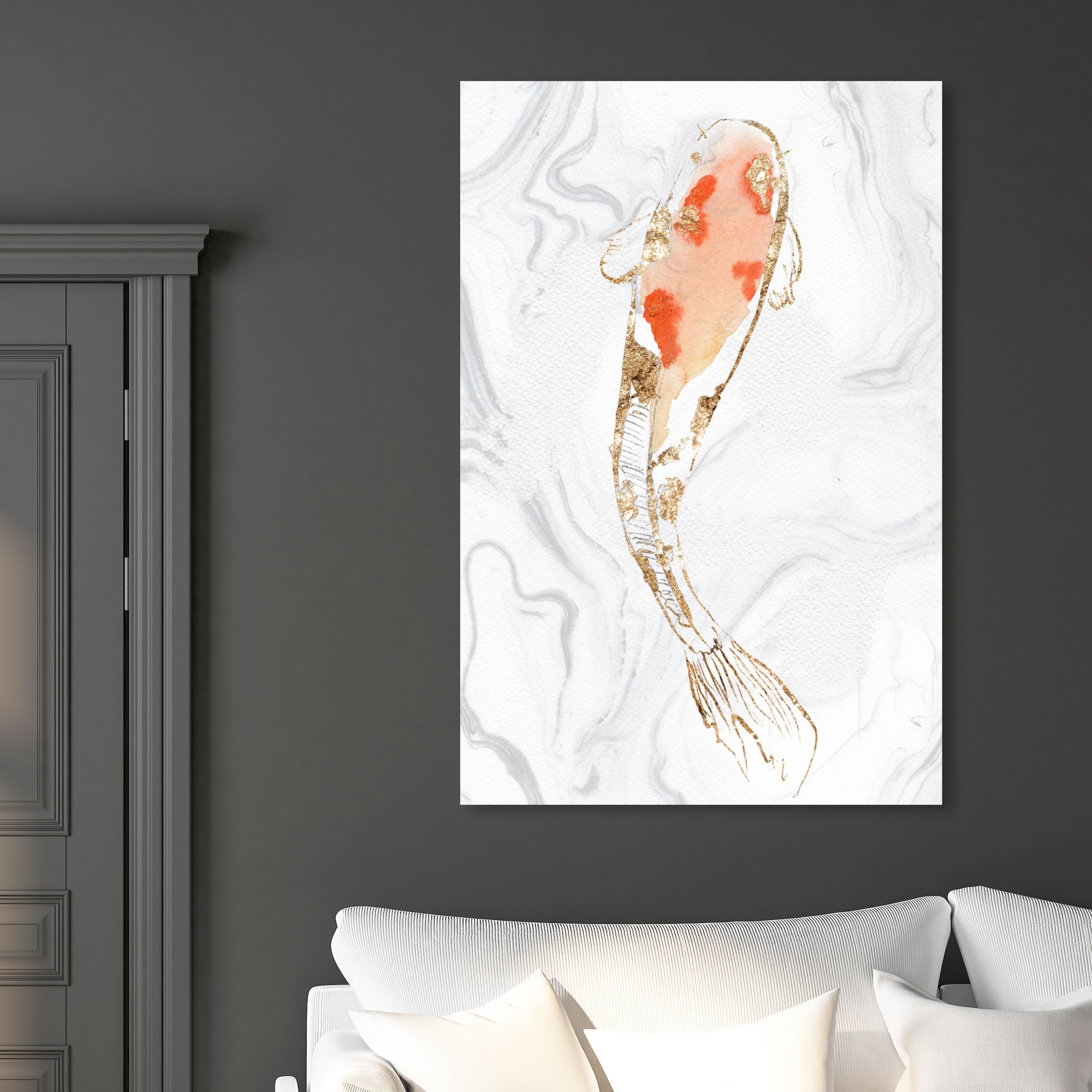Shop Oliver Gal Left Koi Fish Marble By Julianne Taylor Style Nautical And Coastal Wall Art Canvas Print Orange Gold Overstock 28845188 20 X 30
