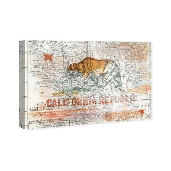 Republic of California Vintage Flag Gallery Wrapped Canvas 16/"x20/"