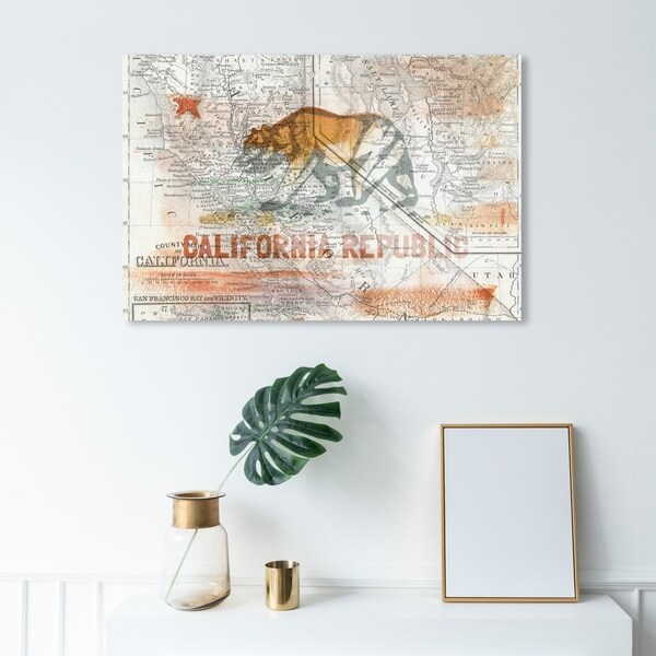 Republic of California Vintage Flag Gallery Wrapped Canvas 16/"x20/"