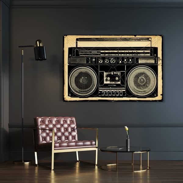 slide 2 of 11, Oliver Gal 'Ghetto Blaster Print' Music and Dance Wall Art Canvas Print - Black, White 45 x 30