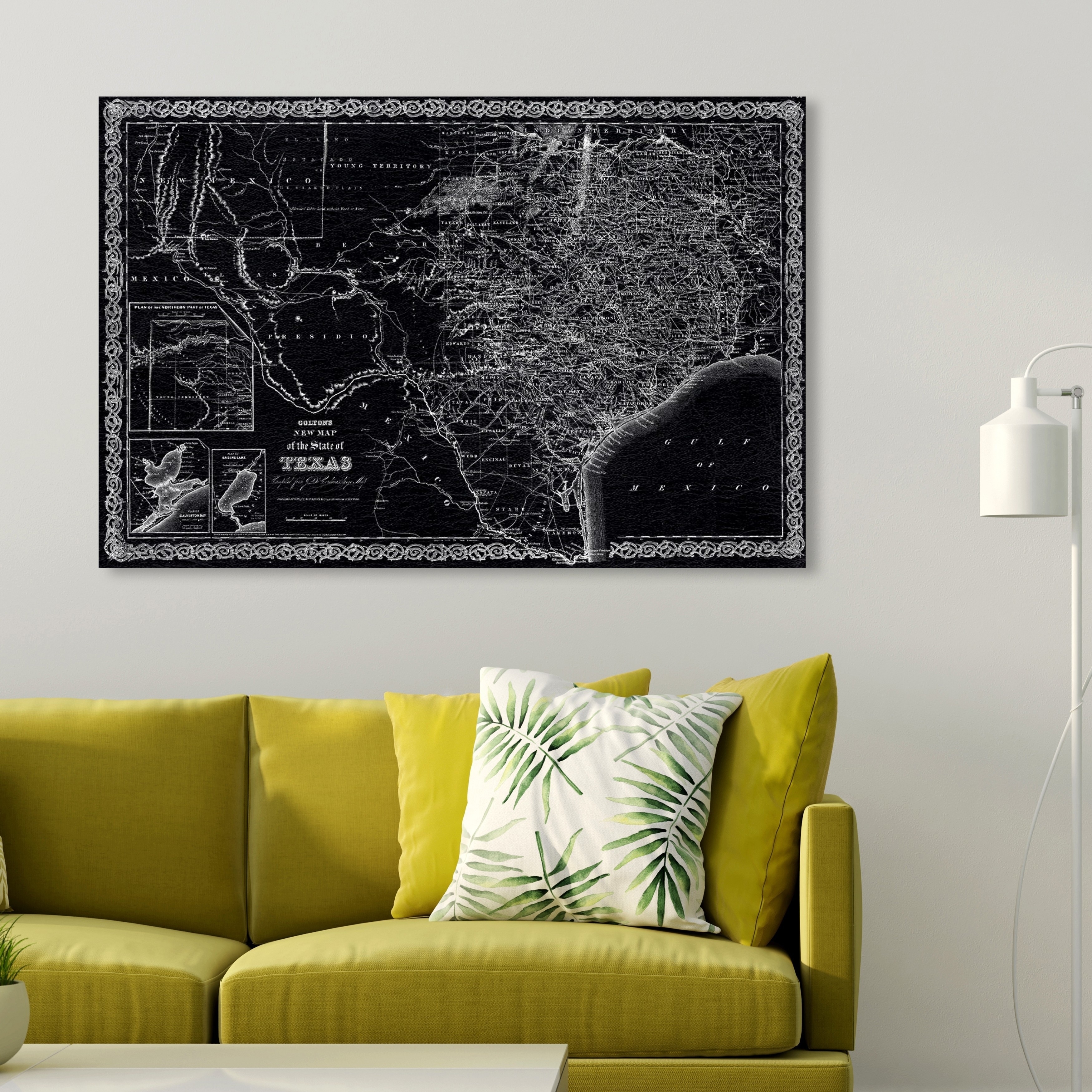 Shop Oliver Gal Texas Map 1869 Maps And Flags Wall Art Canvas Print Black White Overstock 28845253