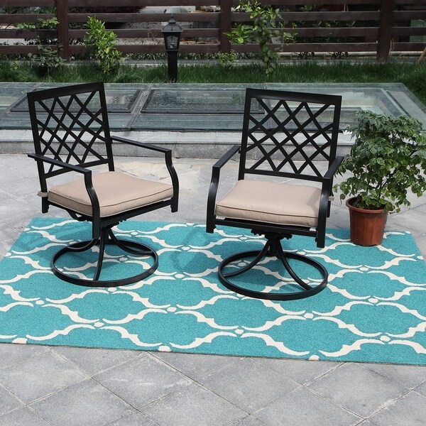 Phi Villa Patio Swivel Chair Outdoor Metal Dining Chairs Patio Furniture Sets Garden Backyard Cushion All