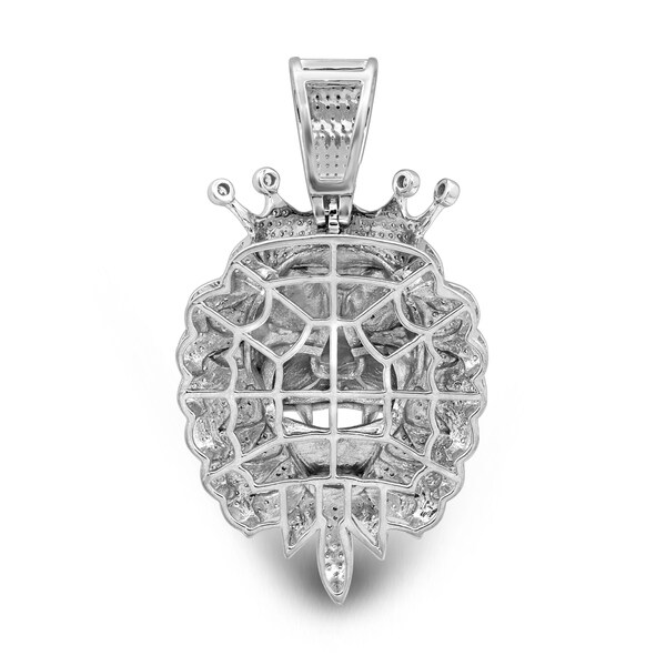 Sterling Silver Crown Charm Pendant Necklace Diamond Cut Finish with Chain