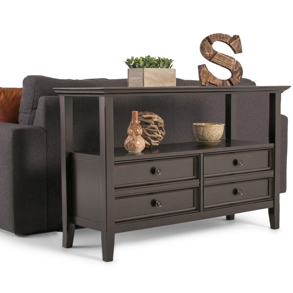 Shop WYNDENHALL Halifax Solid Wood 48 inch Wide Transitional Console Sofa Table - Hickory Brown ...