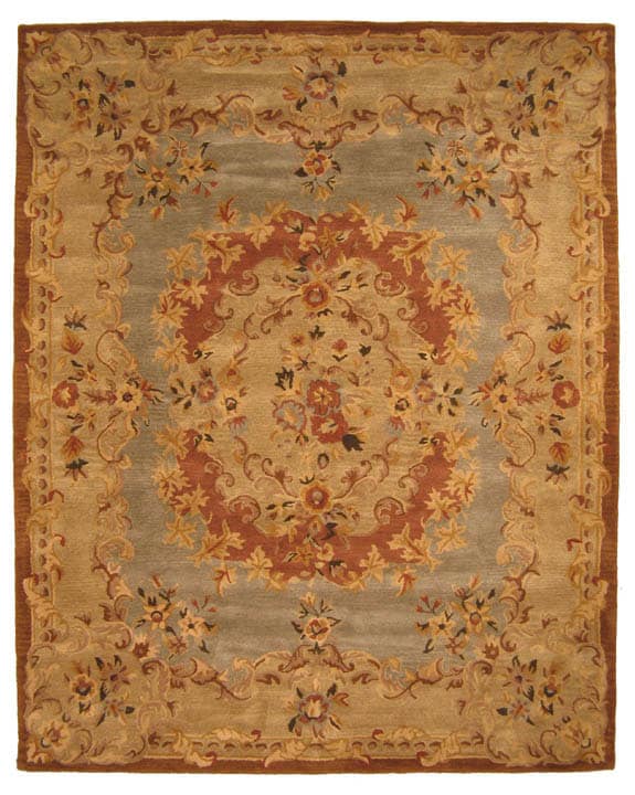 Hand tufted Blue Aubusson Wool Rug (5 X 8)