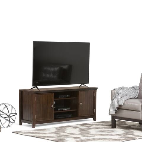 WYNDENHALL Normandy SOLID WOOD 54 inch Wide Transitional TV Media Stand in Brunette Brown For TVs up to 60 inches
