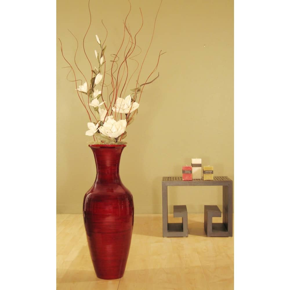 Shop Bamboo Floor Vase And White Magnolias Overstock 2885270