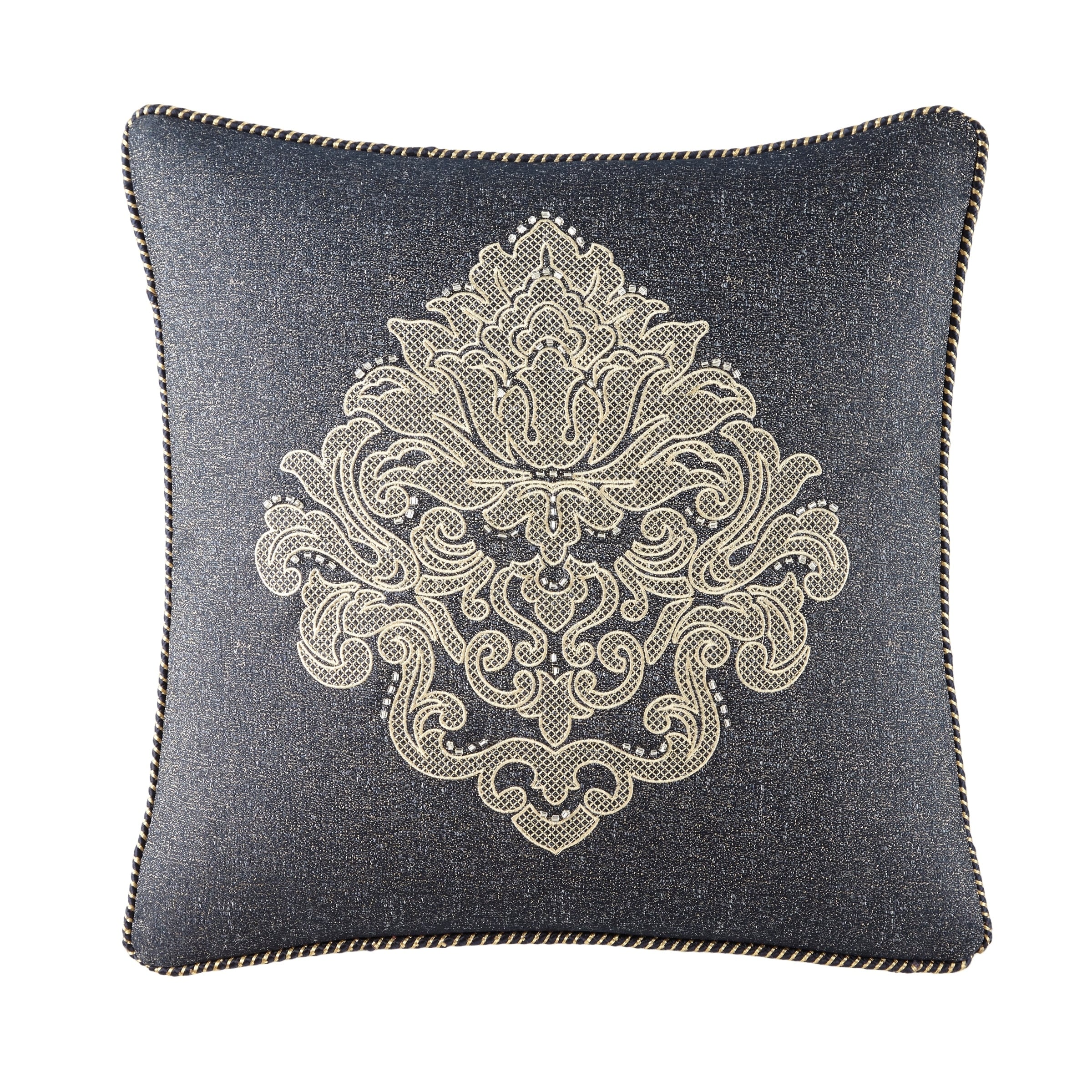 Waterford Vaughn Navy/Gold 18" X 18" Dec Pillow