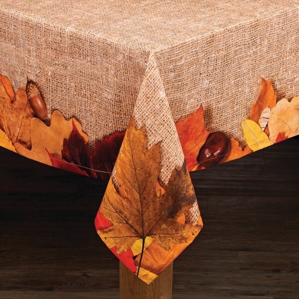 Porch & Den Lorenzo Autumn Leaf Pattern Cotton Tablecloth