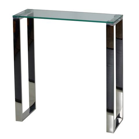 Cortesi Home Forli Small Entry Way Console Table Contemporary Glass and Stainless Steel Finish, 28 in Wide