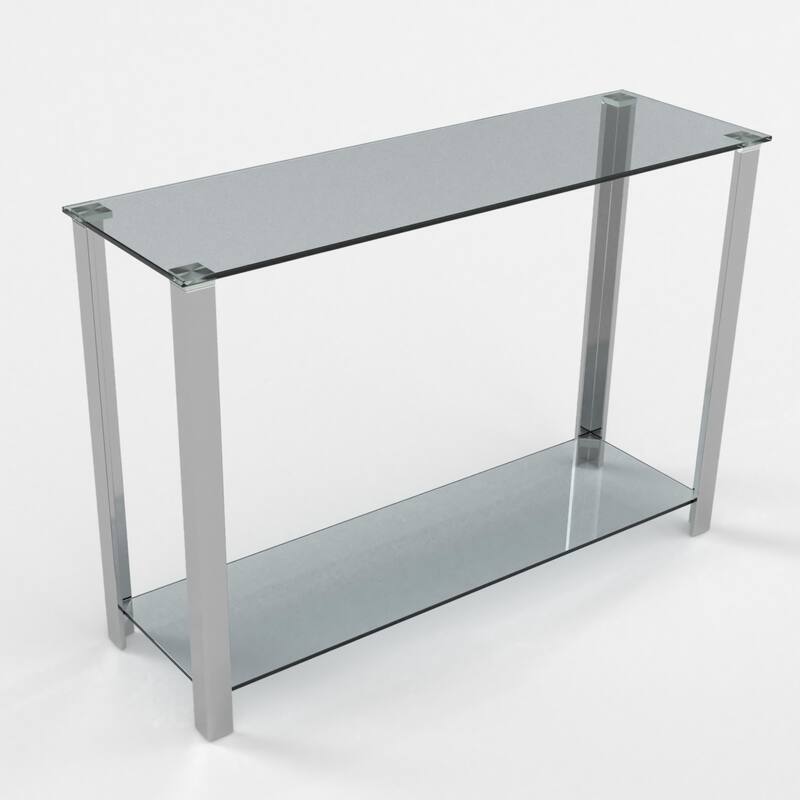 Cortesi Home Melissa Double Shelf Glass Console Table, 43"