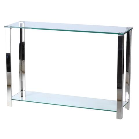 Cortesi Home Melissa Double Shelf Glass Console Table, 43"