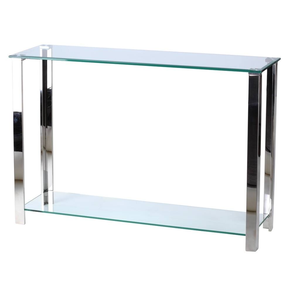Cortesi Home Melissa Double Shelf Glass Console Table, 43"