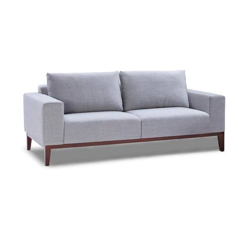 Cortesi Home Roma Sofa in Soft Grey Fabric with Wood Legs, 80"