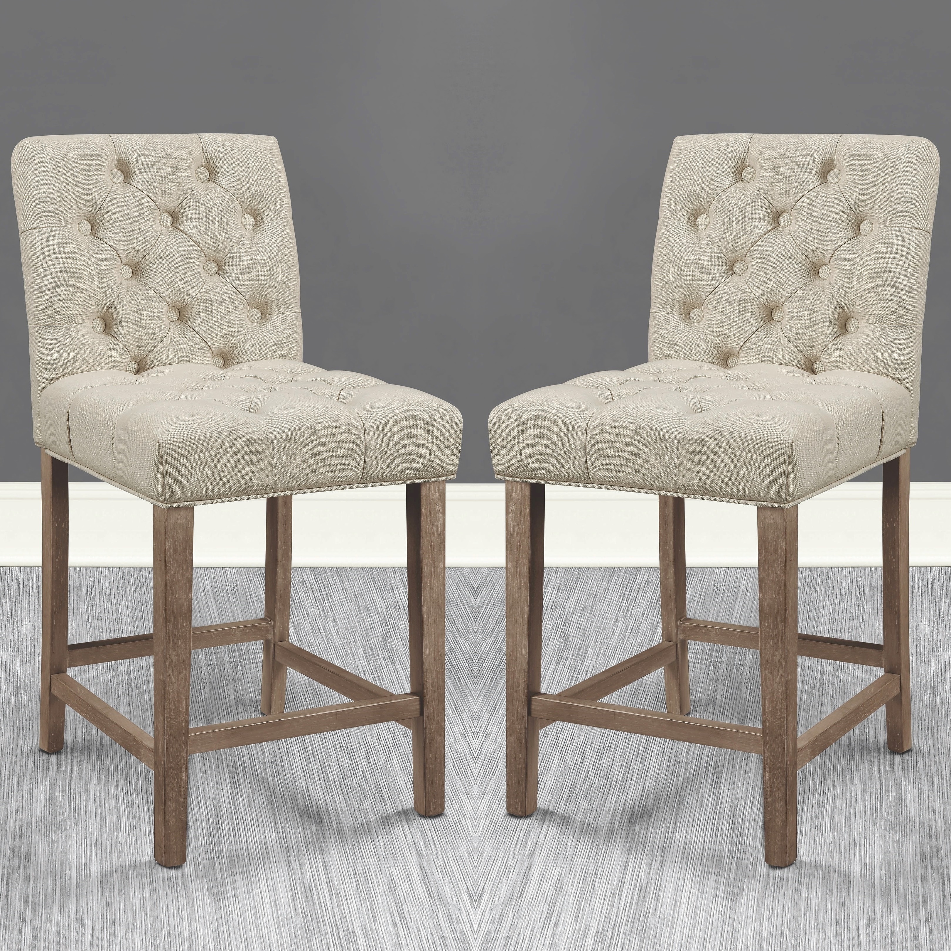 Shop Transitional Elegant Button Tufted Design Upholstered Counter Height Stools Set Of 2 On Sale Overstock 28859739