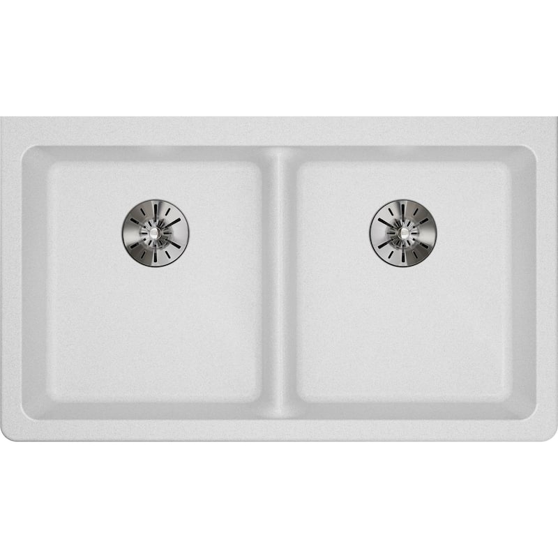 Elkay Quartz Classic 33" x 18-1/2" x 5-1/2", Double Bowl Undermount ADA Sink with Perfect Drain