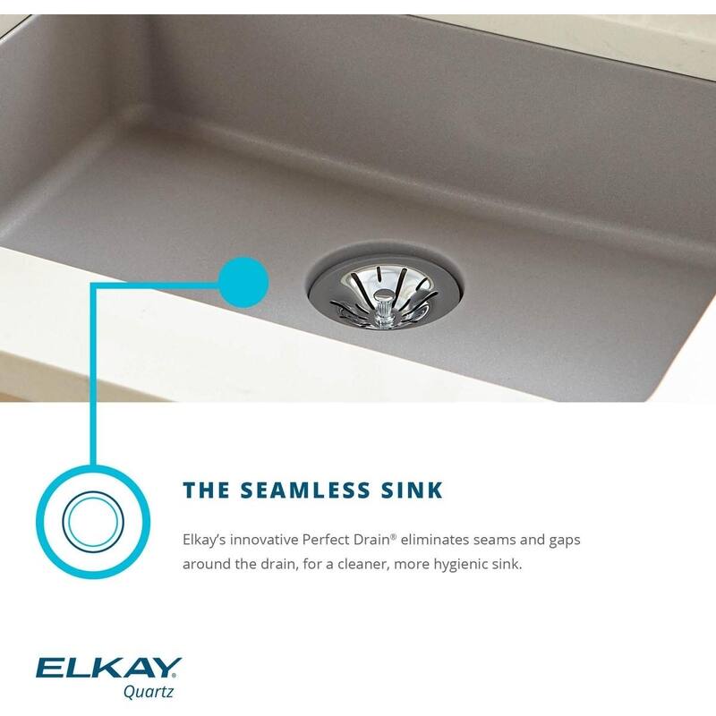 Elkay Quartz Classic 33" x 18-1/2" x 5-1/2", Double Bowl Undermount ADA Sink with Perfect Drain