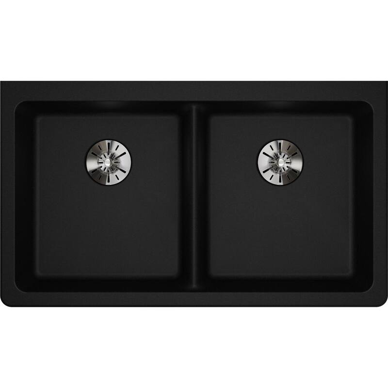 Elkay Quartz Classic 33" x 18-1/2" x 5-1/2", Double Bowl Undermount ADA Sink with Perfect Drain