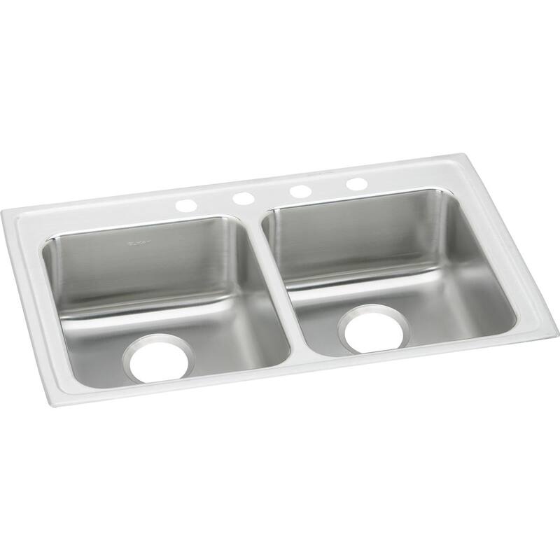 Elkay Lustertone Classic Stainless Steel 33" x 21-1/4" x 6", Equal Double Bowl Drop-in ADA Sink