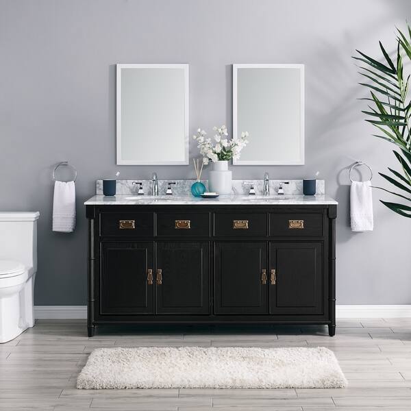 Shop The Gray Barn Finley 64 Inch Black Vanity With Marble