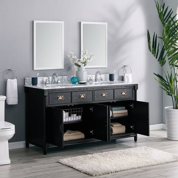 Shop The Gray Barn Finley 64 Inch Black Vanity With Marble