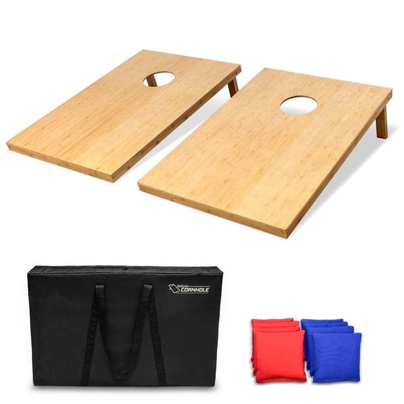 GoSports 3' x 2' Bamboo Cornhole Set with 8 Bean Bags & Carrying Case - 3' x 2'