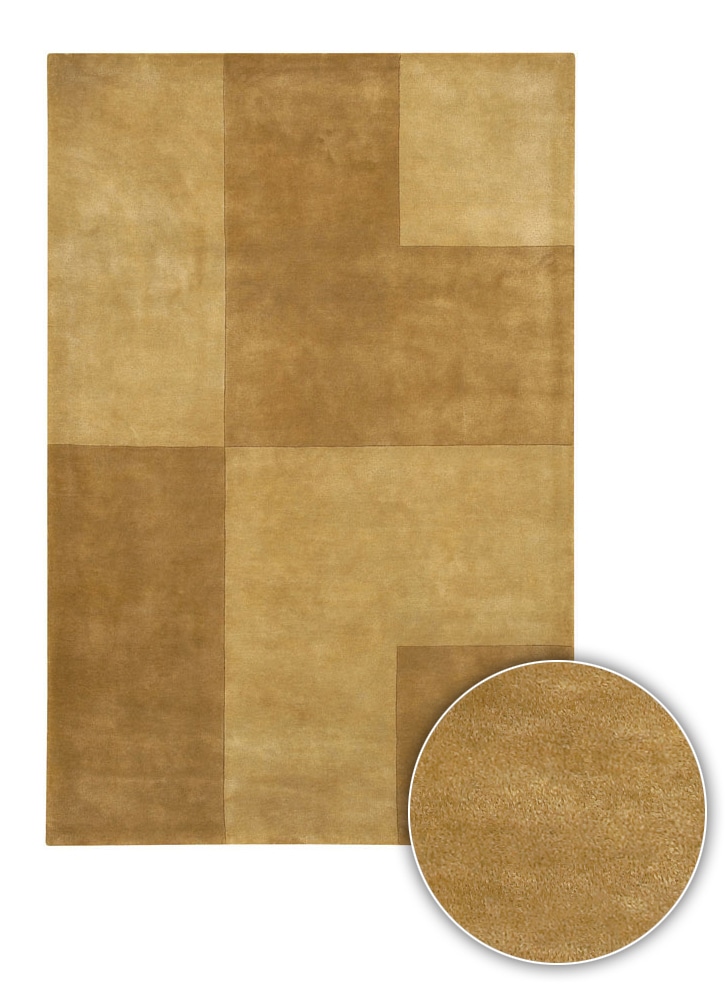 Handmade Contemporary Gold Mandara Rug (8 X 11)