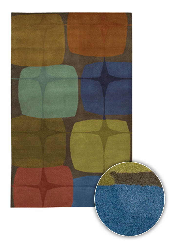 Hand tufted Mandara Contemporary Geometric print Wool Rug (8 X 11) (MultiPattern GeometricMeasures 0.75 inch thickTip We recommend the use of a non skid pad to keep the rug in place on smooth surfaces.All rug sizes are approximate. Due to the difference