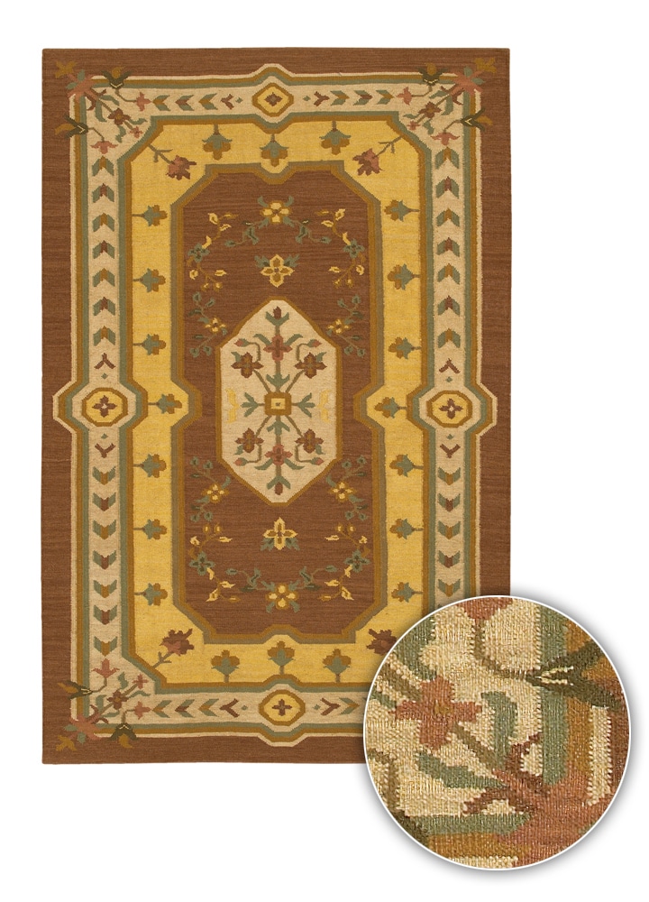 Handmade Mandara Oriental Wool Rug (8 X 11) (BrownPattern OrientalMeasures 0.1875 inch thickTip We recommend the use of a non skid pad to keep the rug in place on smooth surfaces.All rug sizes are approximate. Due to the difference of monitor colors, so