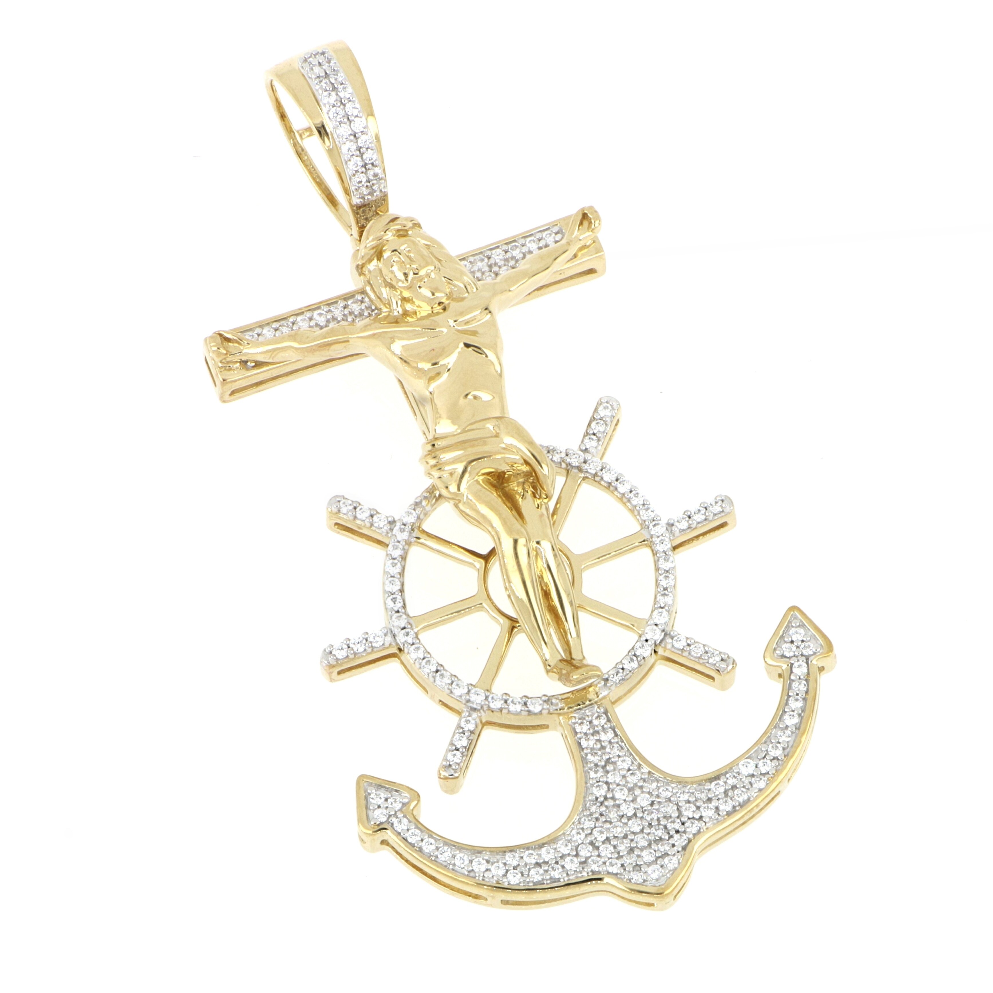 gold anchor necklace with diamonds