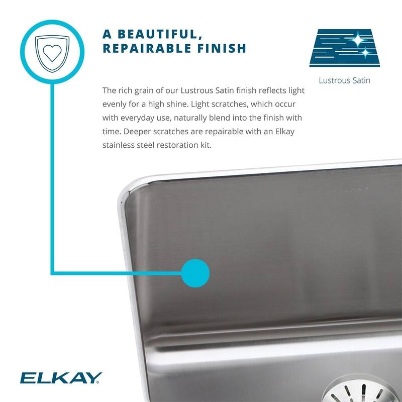 Elkay Lustertone Classic 15-In Stainless Steel 18 Gauge Single-Bowl Drop-In Bar Sink - Two holes