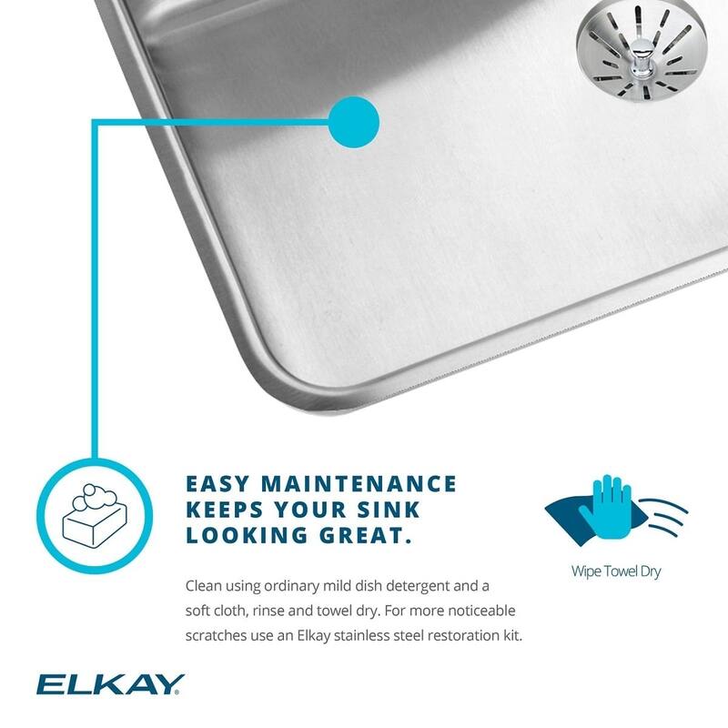 Elkay Lustertone Classic 15-In Stainless Steel 18 Gauge Single-Bowl Drop-In Bar Sink - Two holes