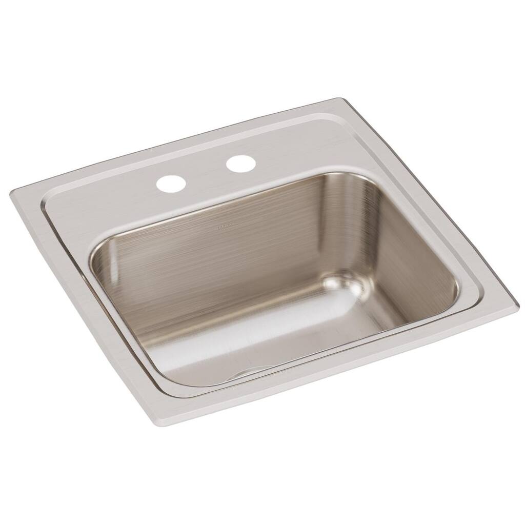 Elkay Lustertone Classic 15-In Stainless Steel 18 Gauge Single-Bowl Drop-In Bar Sink - Two holes