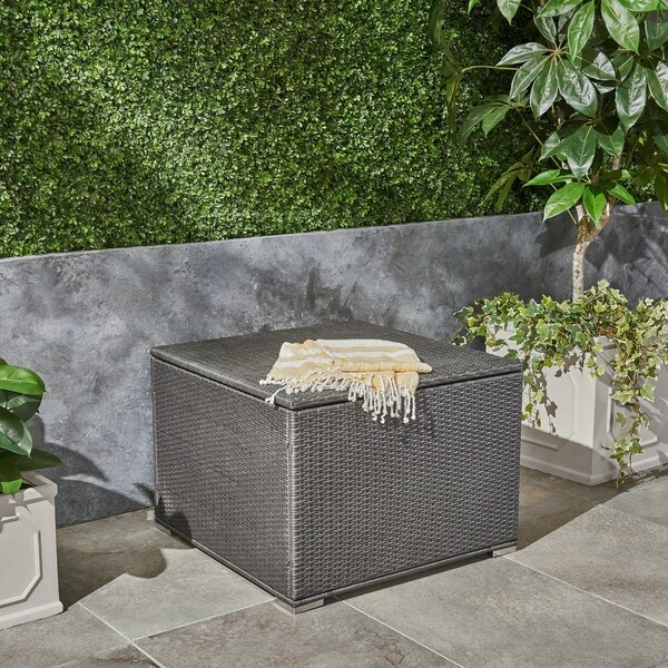 Santa Rosa Outdoor Wicker Storage Box by Christopher Knight Home in