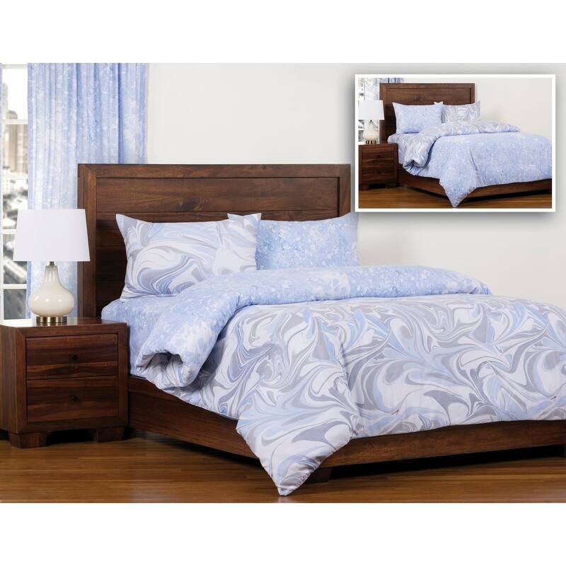 Siscovers Quicksilver/ Blue Ice Reversible Luxury Duvet Cover and Insert Set