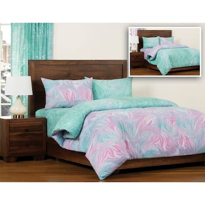 The Art of Marbling Verona/ Aquarius Reversible Luxury Duvet Cover and Insert Set