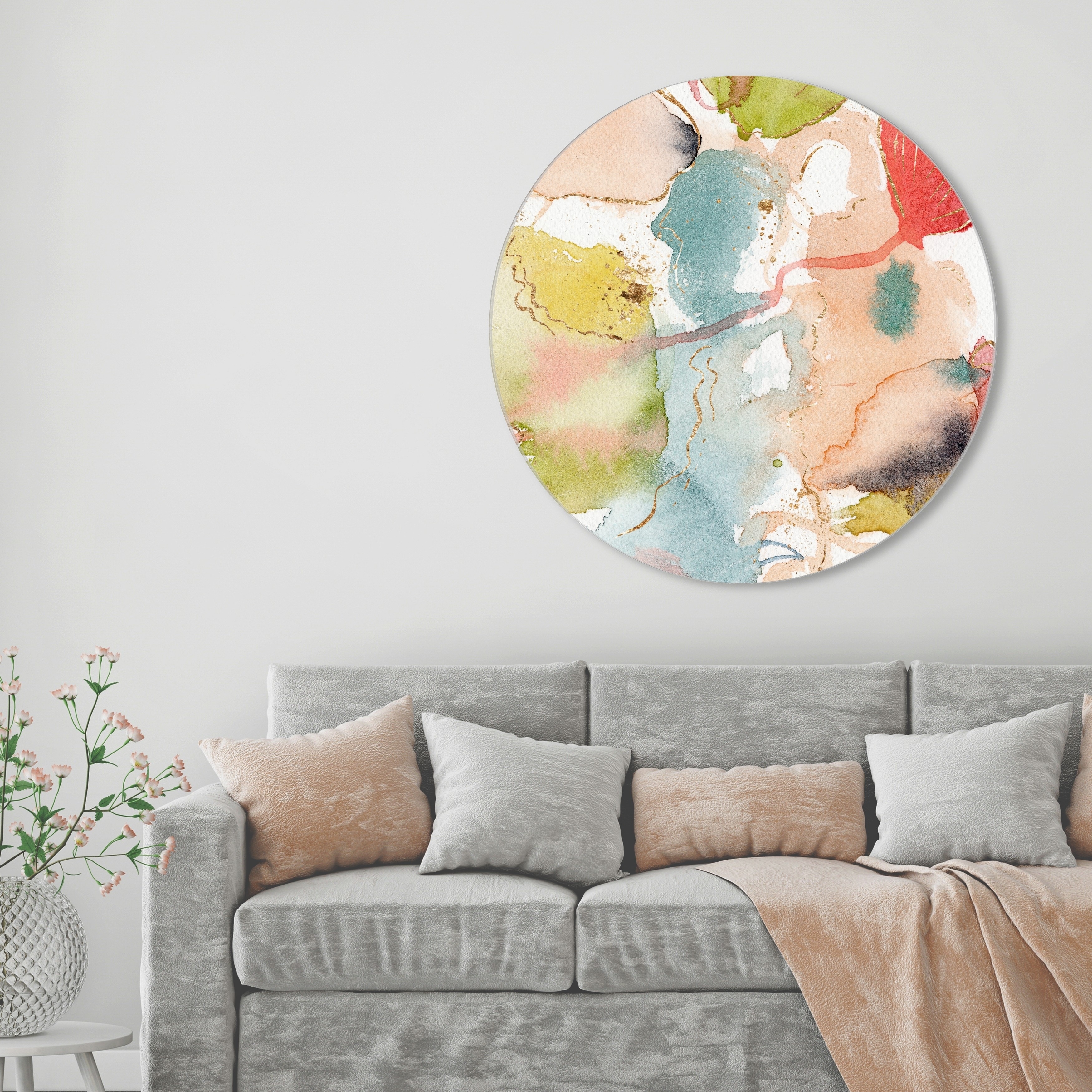 Oliver Gal 'My Wild Garden Circle II' Abstract Round Circle