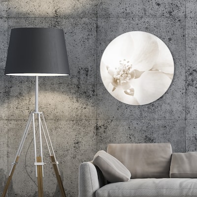 Oliver Gal 'Orchid Love Round' Floral and Botanical Round Circle Acrylic Wall Art - White