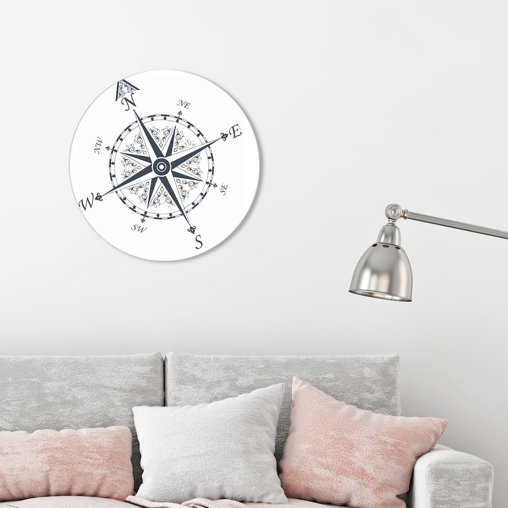 Oliver Gal 'Nautical Compass' Coastal Round Circle Acrylic Wall Art