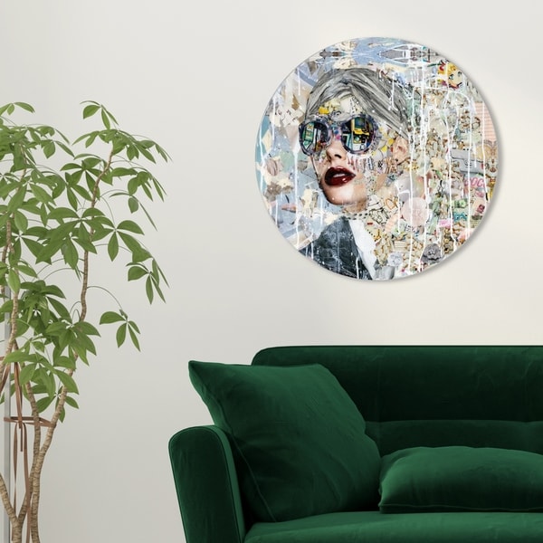 Oliver Gal 'Katy Hirschfeld - Galaxy ROUND' Fashion and Glam Round Circle Acrylic Wall Art - Gray, White. Opens flyout.