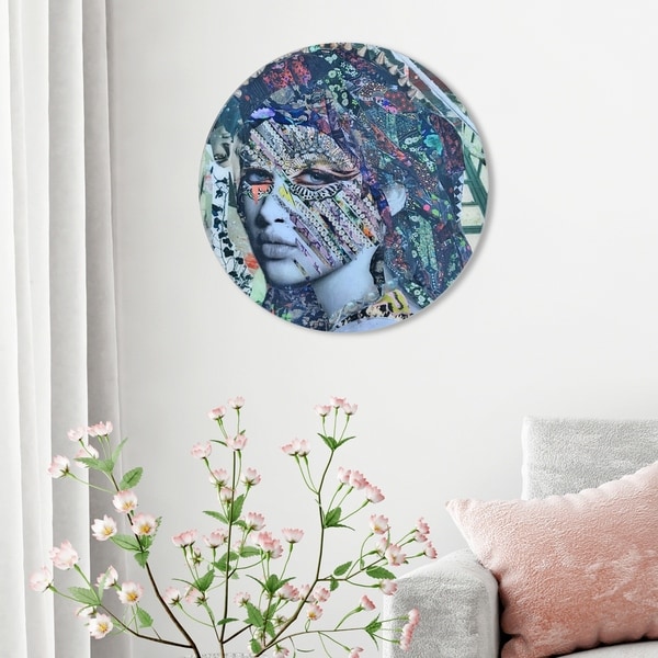 Oliver Gal 'Katy Hirschfeld - Fay ROUND' Fashion and Glam Round Circle Acrylic Wall Art - Gray, Blue. Opens flyout.