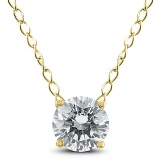 1/3 Carat Floating Round Diamond Solitaire Necklace in 14k Yellow Gold