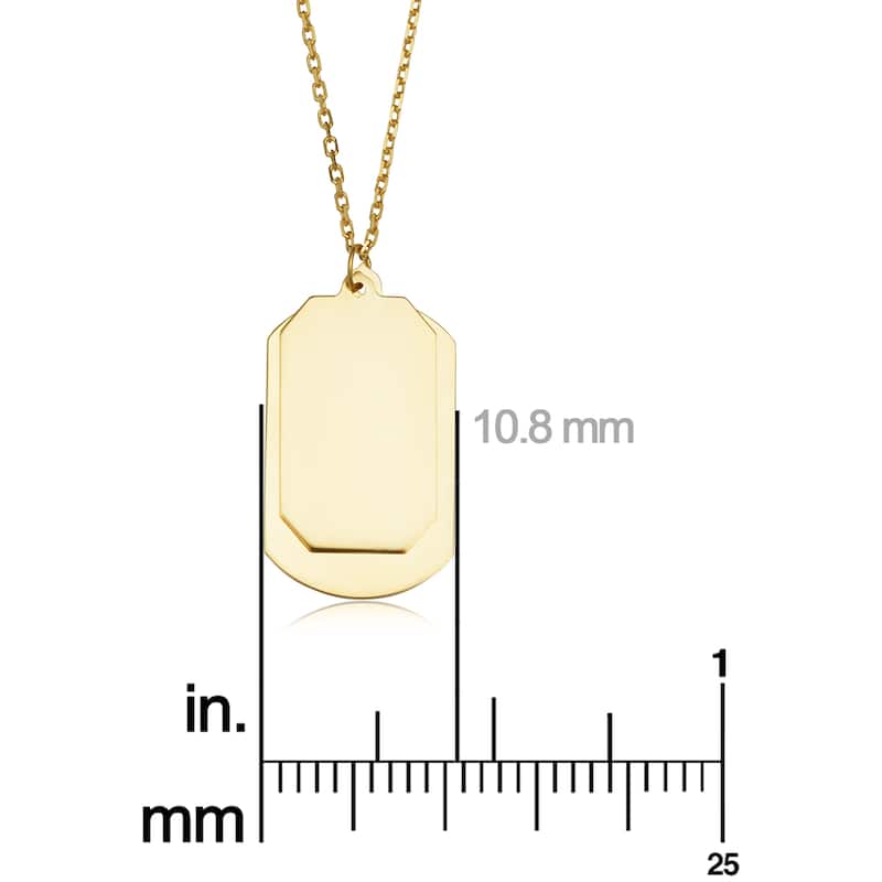 14k Yellow Gold Dog Tag Adjustable Length Necklace (adjusts to 16