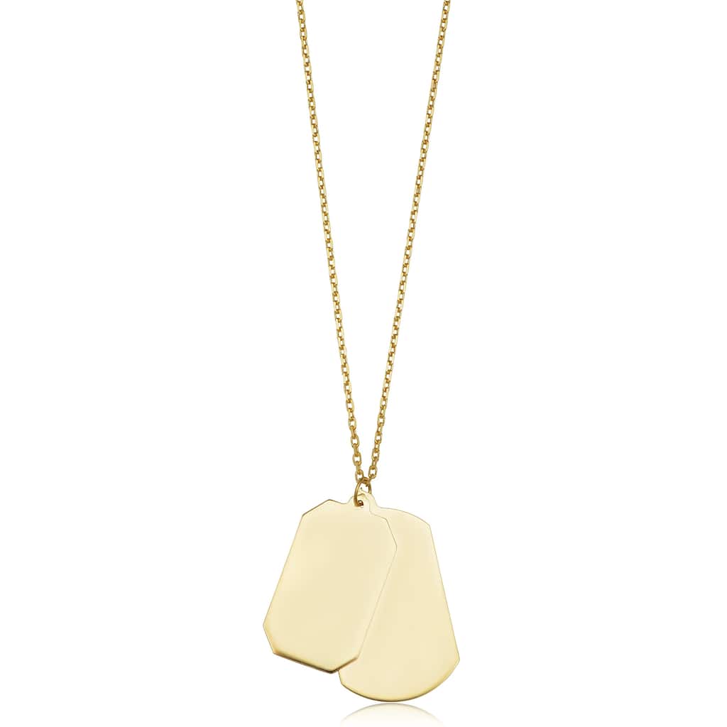 14k Yellow Gold Dog Tag Adjustable Length Necklace (adjusts to 16 or 17 inches)