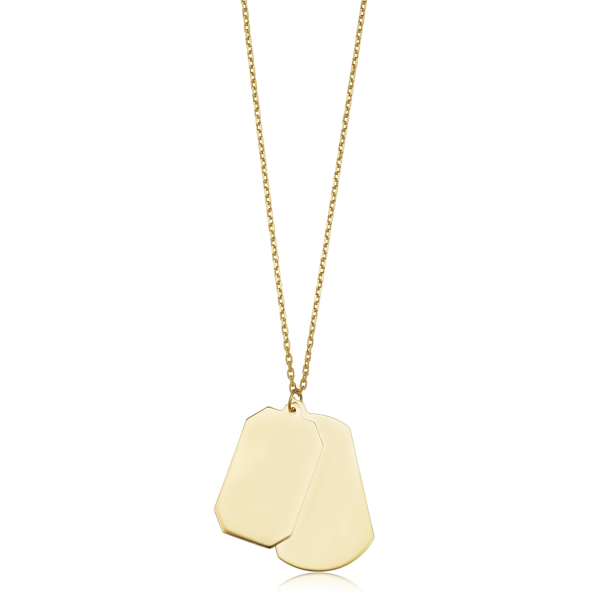 Au Naturale 14k Yellow Gold Dog Tag Adjustable Length Necklace (adjusts to 16 or 17 inches)