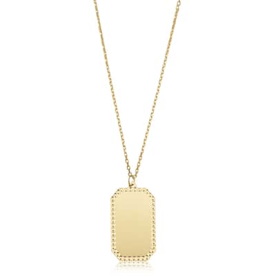 14k Yellow Gold Dog Tag Plaque Necklace (adjusts to 16 or 17 inches)