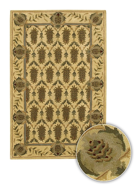 Mandara Transitional Hand tufted Wool Rug (8 Round) (IvoryPattern FloralMeasures 0.75 inch thickTip We recommend the use of a non skid pad to keep the rug in place on smooth surfaces.All rug sizes are approximate. Due to the difference of monitor colors